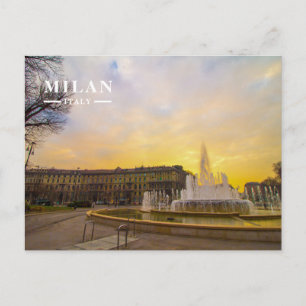 Piazza Castello-Brunnen bei goldenem Sonnenunterga Feiertagspostkarte