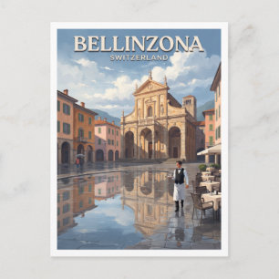 Piazza Collegiata, Bellinzona Schweiz Souvenir Postkarte