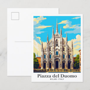 Piazza del Duomo Kunst Vintage Reise Illustration Postkarte