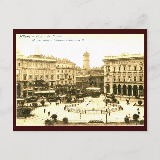 Piazza del Duomo, Mailand, Italien Vintag Postkarte (Vorderseite)