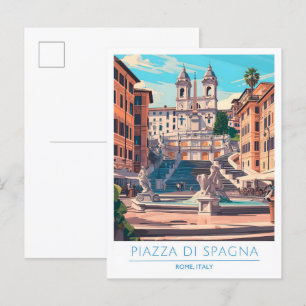Piazza di Spagna Rom Italien Vintage Postkarte