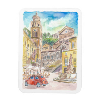 Piazza Duomo in Amalfi Autofahren im Roten Auto am Magnet