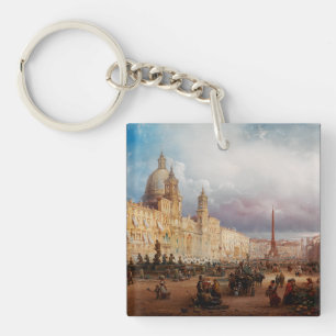 Piazza Navona Rom Markt 1850er Jahre Kunst Schlüsselanhänger