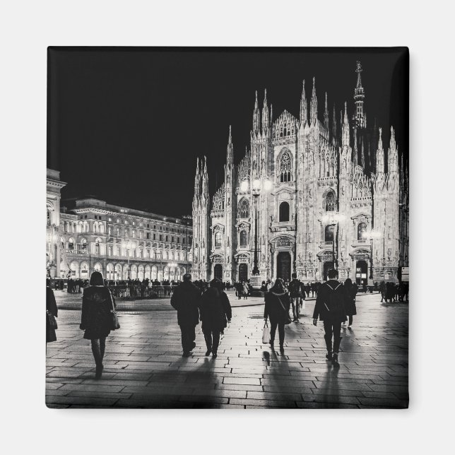Piazza Night Scene, Mailand Magnet (Vorne)