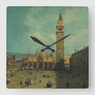 Piazza San Marco von Canaletto Quadratische Wanduhr