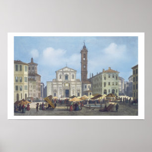 Piazza Santo Stefano aus "Blick auf Mailand und se Poster