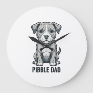 Pibble Dad Vintage Engraving Hund-Shirt-Design_1 Große Wanduhr
