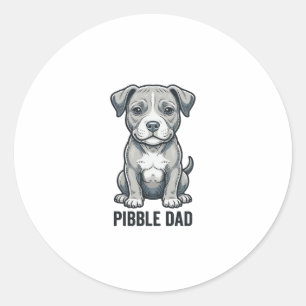 Pibble Dad Vintage Engraving Hund-Shirt-Design_1 Runder Aufkleber