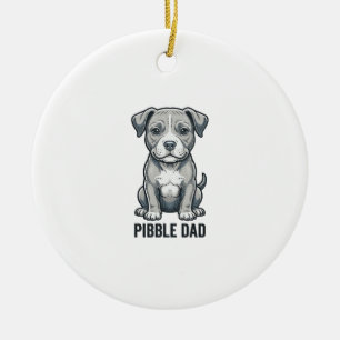 Pibble Dad Vintage Gravur Hund Shirt Design_1 Keramik Ornament