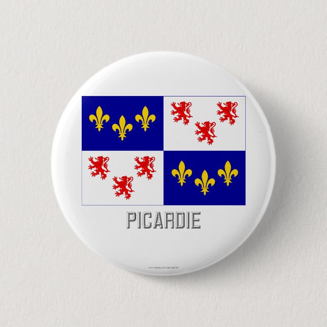 Picardie Flagge mit Namen Button (Vorderseite)