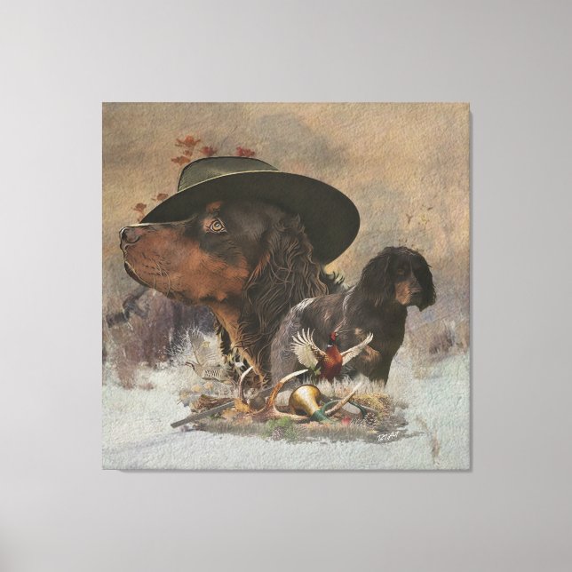 Picardie Spaniel , Jagdsaison Leinwanddruck (Vorderseite)