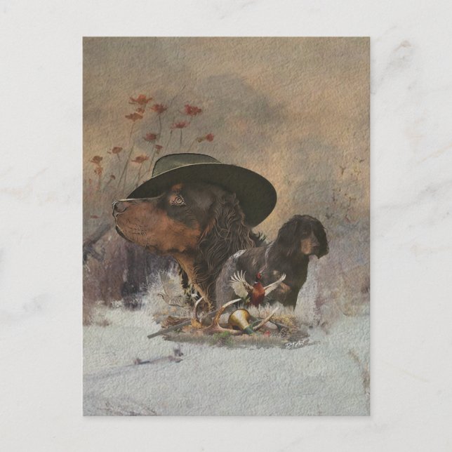 Picardy Spaniel , Jägersaison Postcard Postkarte (Vorderseite)