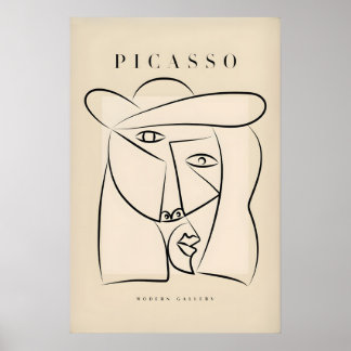 Picasso Abstrakter Gesichtshut Linienkunst Minimal Poster
