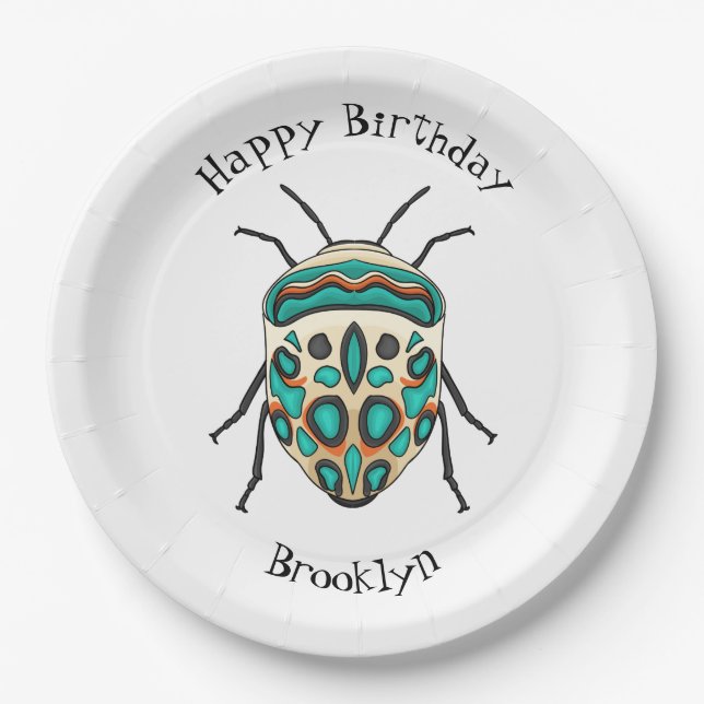 Picasso Bug Cartoon Illustration Pappteller (Vorderseite)