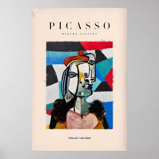 Picasso Frau mit Barett abstraktes Porträt Kunstpr Poster (Vorne)