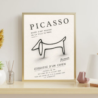 Picasso-Hunde-Skizze | Minimalistische Hunde-Kunst Poster