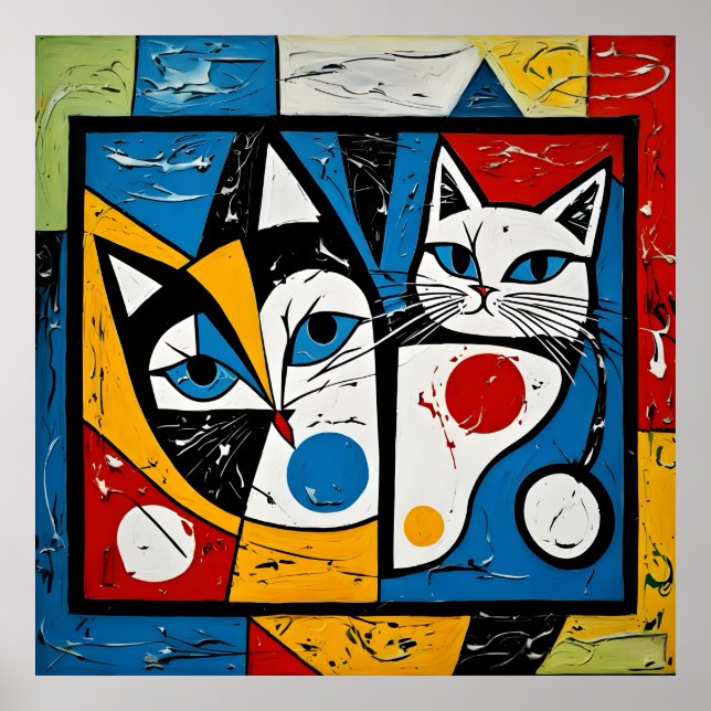 Picasso, Katze, Familie, Kitzch, Kunst, Whiskers,  Poster (Vorne)