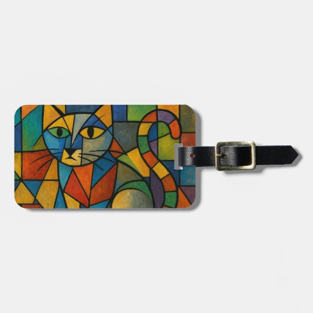 Picasso-Katzenkollage Gepäckanhänger (Vorderseite horizontal)