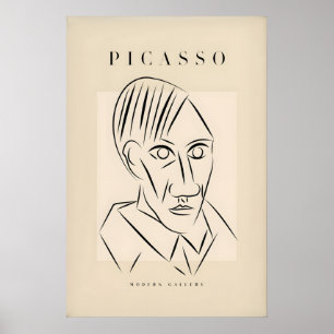 Picasso-Mann-Porträt scharfe Linien abstraktes Ges Poster
