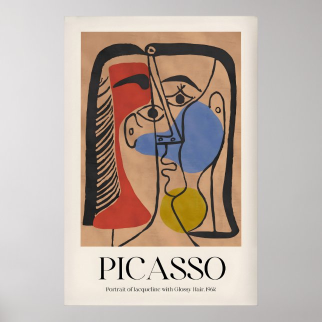 Picasso-Porträt Jacqueline Glänzendes Haar962 Poster (Vorne)