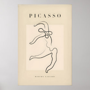 Picasso Stretching Cat Line Art Minimalist Tier Poster