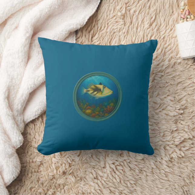 Picasso Trigger Fish Ocean Blue Pillows Kissen (Decke)