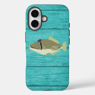 Picasso Trigger Fish Türkis Holz iPhone 16 Hülle