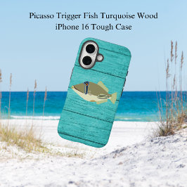 Picasso Trigger Fish Turqouise Wood iPhone 16 Fall iPhone 16 Hülle