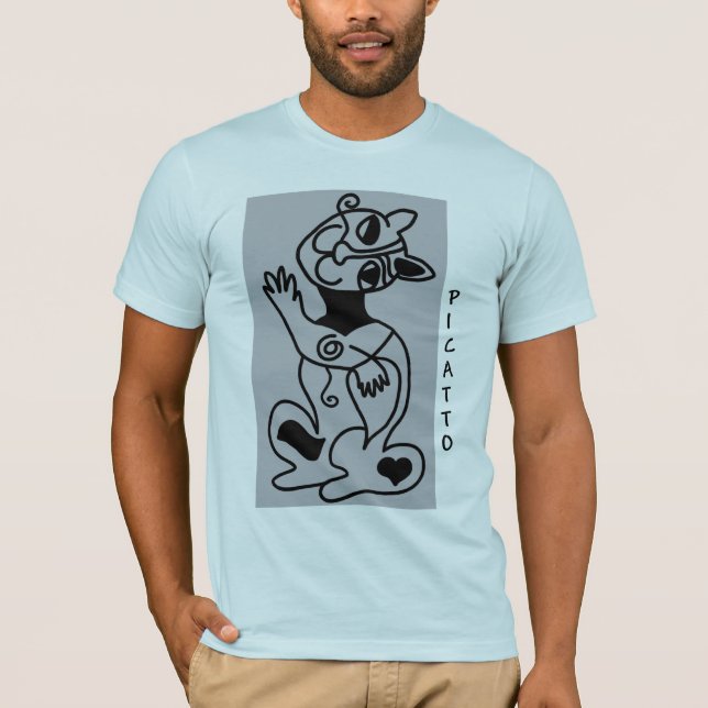 PICATTO Schwarzes auf Blau T-Shirt (Vorderseite)