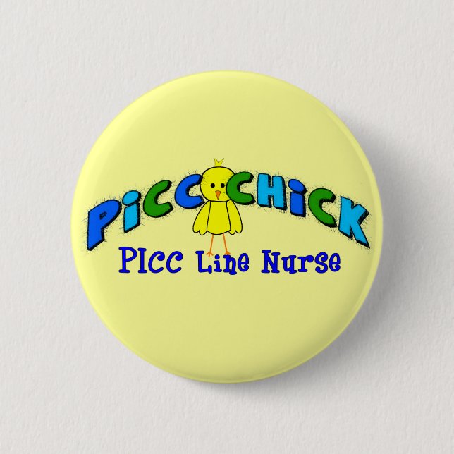 PICC Küken "PICC LINIE KRANKENSCHWESTER" BLAUER Button (Vorderseite)