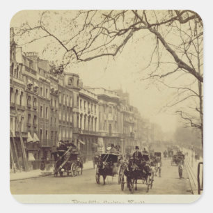 Piccadilly, das Osten, (Sepia-, gegenüberstellt Quadratischer Aufkleber