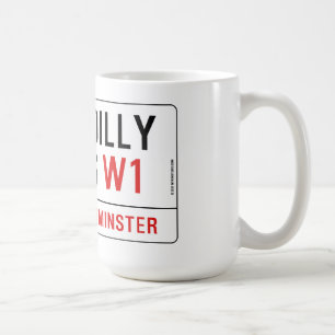 Piccadilly Zirkus-Straßenschild Kaffeetasse
