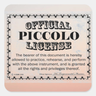 Piccolo License Square Aufkleber