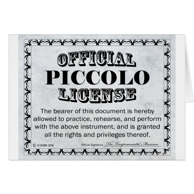 Piccolo-Lizenz (Vorderseite (Horizontal))