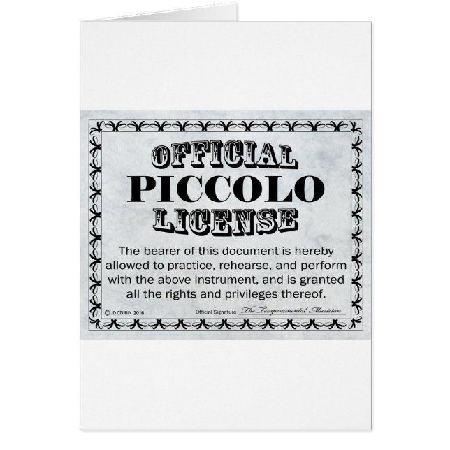 Piccolo-Lizenz (Vorne)