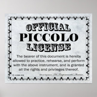 Piccolo-Lizenz Poster