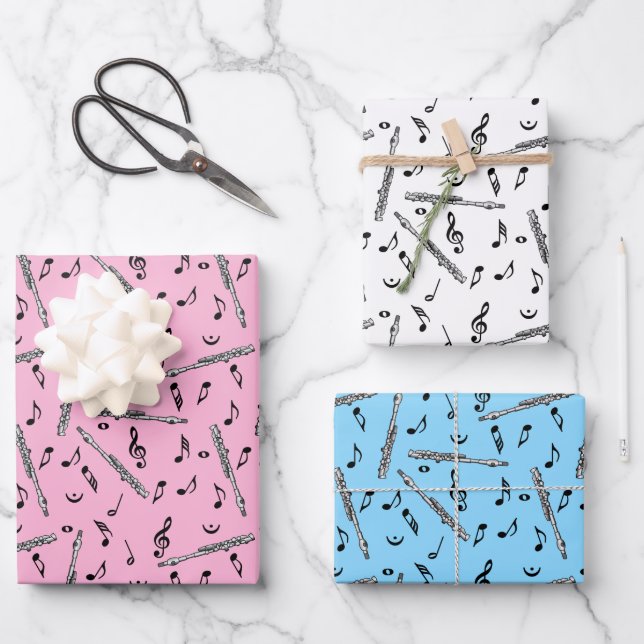 Piccolo Musiknote Pattern Geschenkpapier Set (Vorderseite)