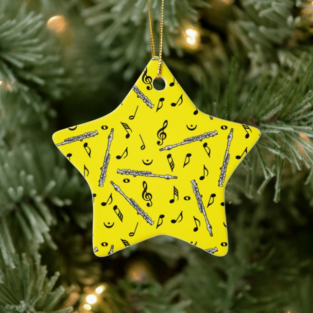 Piccolo Musiknote Pattern Keramik Ornament (Baum)