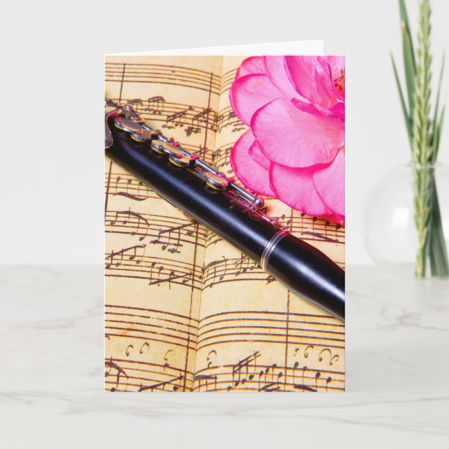 Piccolo on sheet music custom greetings cards karte (Vorderseite)