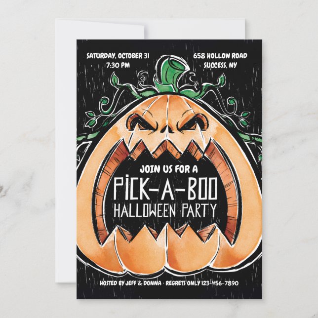 Pick-A-Boo-Halloween-Party Einladung (Vorderseite)