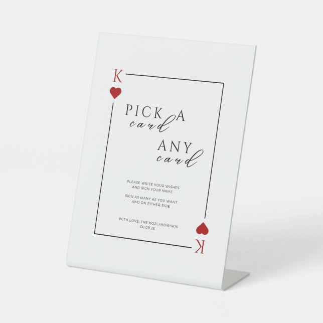 Pick a Card Any Card Wedding Sign Sockelschild (Vorderseite)