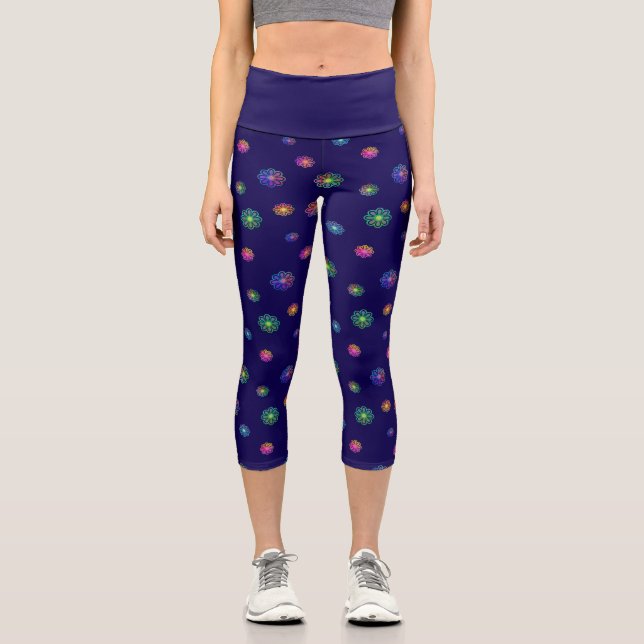 Pick a Posy Custom Background  Capri Leggings (Vorderseite)