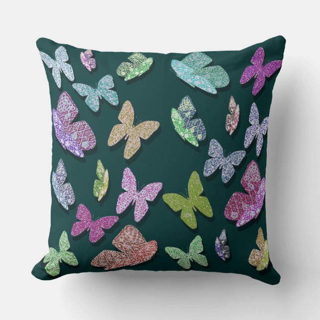 Pick Color Butterflies Surreal & Fluttering Kissen (Vorderseite)