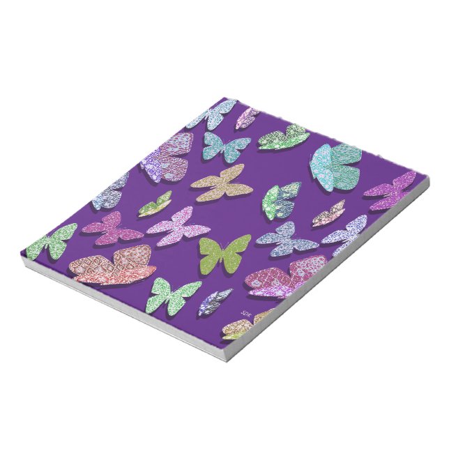 Pick Color Butterflies Surreal & Fluttering Notizblock (Rotiert)