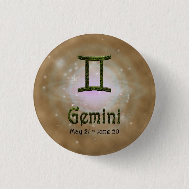 Pick Color Gemini Zodiac Astrologisches Zeichen Button (Vorderseite)