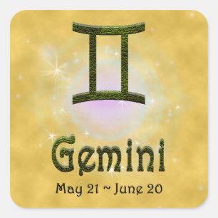 Pick Color Gemini Zodiac Astrologisches Zeichen Quadratischer Aufkleber