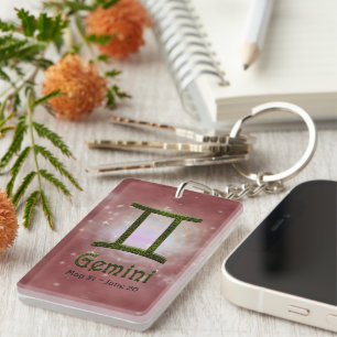 Pick Color Gemini Zodiac Astrologisches Zeichen Schlüsselanhänger
