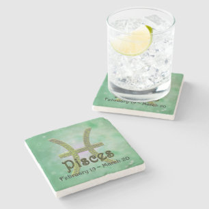 Pick Color Pisces Zodiac Astrologisches Zeichen Steinuntersetzer