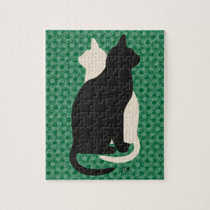 Pick Color Schwarz-weiß Cat Duo Yin Yang Style Puzzle