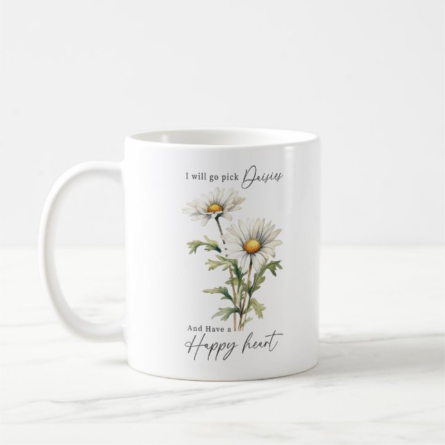 Pick Daisies und haben ein glückliches Herz Kaffeetasse (Links)
